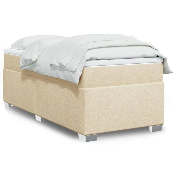 vidaXL Boxspringbett mit Matratze Creme 90x190 cm Stoff