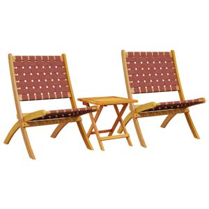 vidaXL Klappst&uuml;hle, 2 St&uuml;ck mit Tisch, rotes Massivholz