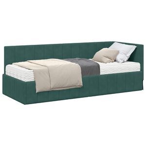 vidaXL Eckbettgestell mit Matratze 2 stk. Dunkelgr&uuml;n 80 x 200 cm Samt