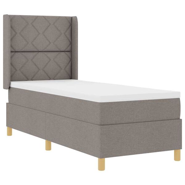 vidaXL Boxspringbett mit Matratze mit Kopfteil Taupe 80 x 200 cm Stoff