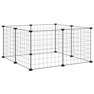 vidaXL 8-Panel-Haustierk&auml;fig Schwarz 70x70x35 cm Stahl