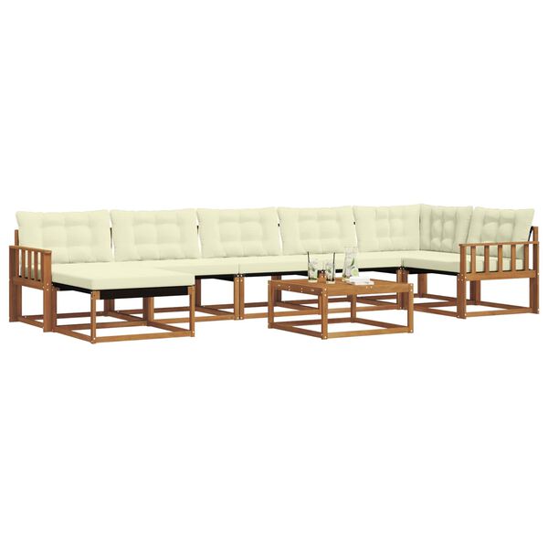 vidaXL Outdoor-Sofagarnitur 22 pcs Natur und Creme Massivholz Akazie