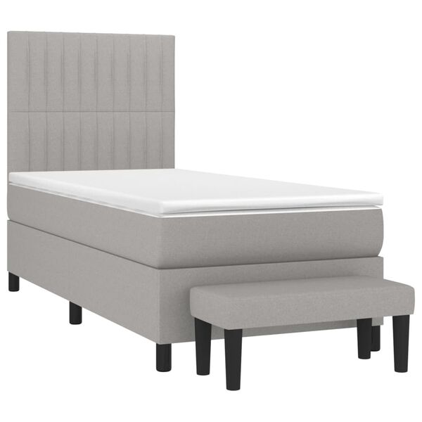 vidaXL Boxspringbett mit Matratze Hellgrau 90x190 cm Stoff