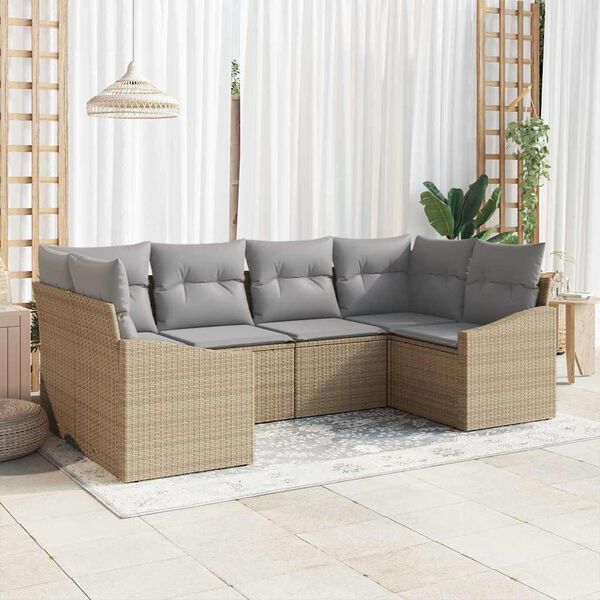 vidaXL Gartensofa-set 6 pcs Beige und Hellgrau Poly-Rattan