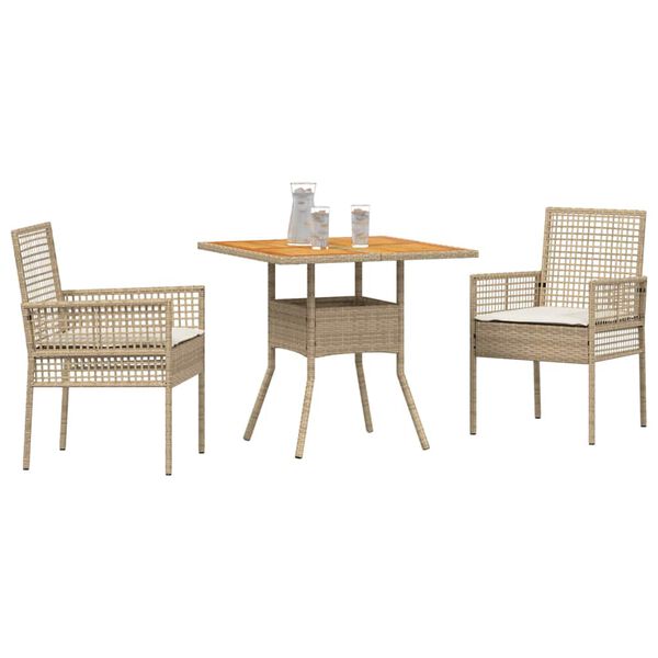vidaXL Garten Essgruppe 3 pcs Beige Poly-Rattan