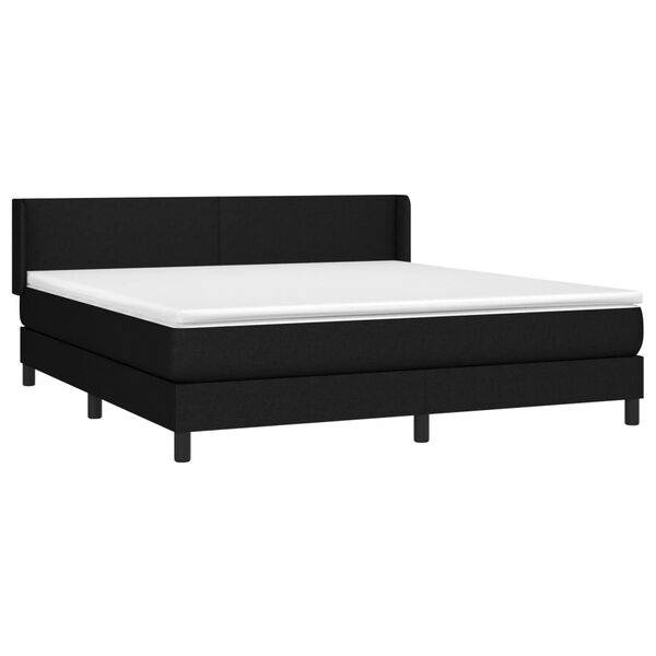 vidaXL Boxspringbett mit Matratze Schwarz 180x200 cm Stoff