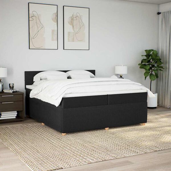 vidaXL Boxspringbett mit Matratze Schwarz 200x200 cm Stoff