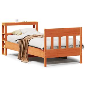 vidaXL Massivholzbett ohne Matratze Wachsbraun 75x190 cm Kiefernholz