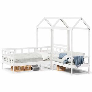 vidaXL Tagesbett Set mit Dach Wei&szlig; 80x200 cm Massivholz Kiefer
