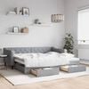 vidaXL Tagesbett Ausziehbar mit Schubladen Hellgrau 90x200 cm Stoff