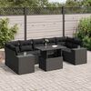 vidaXL 8-tlg. Garten-Sofagarnitur mit Kissen Schwarz Poly Rattan