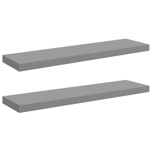 vidaXL Schwebende Wandregale 2 Stk. Grau 90x23,5x3,8cm MDF