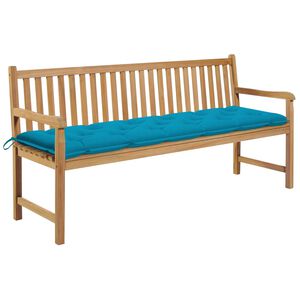 vidaXL Gartenbank mit Hellblauer Auflage 175 cm Massivholz Teak