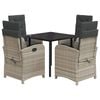 vidaXL 5-tlg. Garten-Essgruppe mit Kissen Hellgrau Poly Rattan