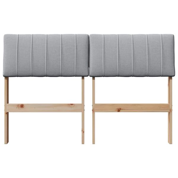 vidaXL Gepolstertes Kopfteil Hellgrau 120 cm Massives Kiefernholz