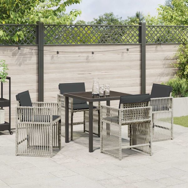 vidaXL Garten Essgruppe 5 pcs Hellgrau Pulverbeschichteter Stahl