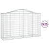 vidaXL Gabionen mit Hochbogen 25Stk. 200x50x120/140cm Verzinktes Eisen