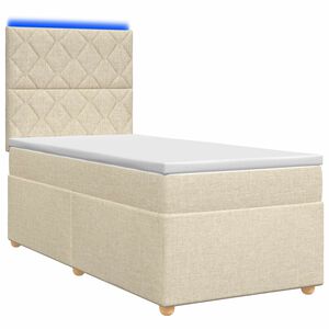 vidaXL Boxspringbett mit Matratze mit Kopfteil Creme 80 x 200 cm Stoff