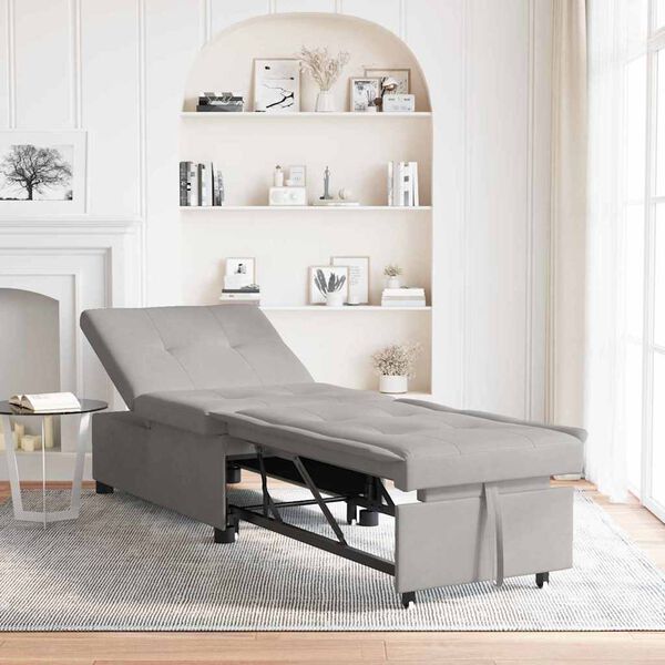 vidaXL Pull-Out Schlafsofa Hellgrau 194 x 67 x 82 cm Mikrofaser