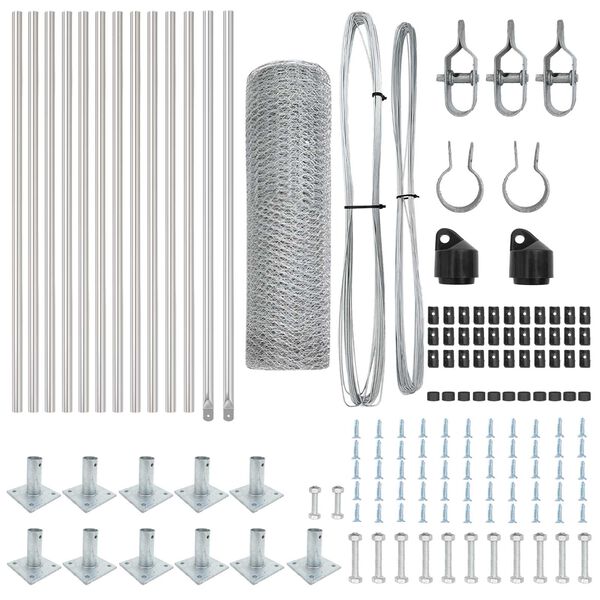 vidaXL Zaunpfosten Silber 25 x 0,6 m (25 mm Maschenweite) Stahl