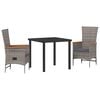 vidaXL Garten Essgruppe 3 pcs Grau Pulverbeschichteter Stahl