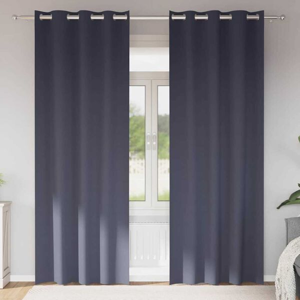 vidaXL Verdunkelungs-Vorh&auml;nge mit Ringen 2 pcs Anthrazit 225 x 140 cm