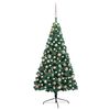 vidaXL K&uuml;nstlicher Halb-Weihnachtsbaum Beleuchtung Kugeln Gr&uuml;n 150 cm