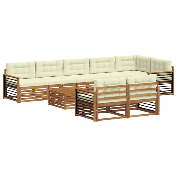 vidaXL Outdoor-Sofagarnitur mit Kissen 9 pcs Natur und Creme