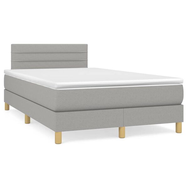 vidaXL Boxspringbett mit Matratze Hellgrau 120x190 cm Stoff