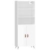 vidaXL Highboard Hochglanz-Wei&szlig; 69,5x34x180 cm Holzwerkstoff