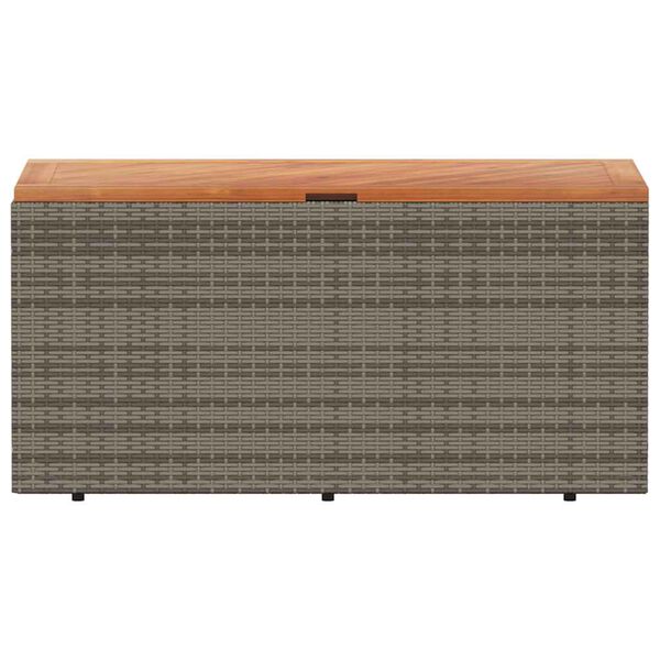vidaXL Gartentruhe Grau 110x50x54 cm Poly Rattan Akazienholz