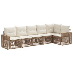 vidaXL Gartensofa-set 6 pcs Beige und Cremewei&szlig; Poly-Rattan