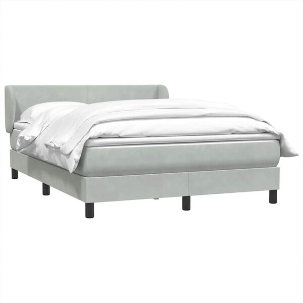 vidaXL Boxspringbett mit Matratze Hellgrau 160x220 cm Samt