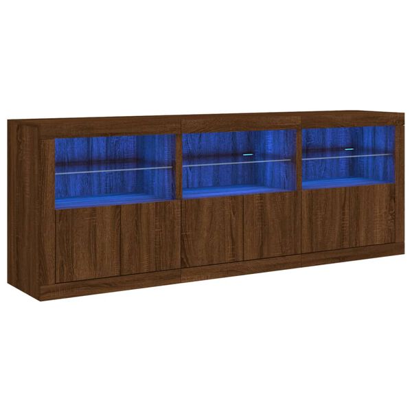 vidaXL Sideboard mit LED-Leuchten Braun Eichen-Optik 181,5x37x67 cm