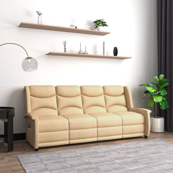 vidaXL 4-Sitzer Massagesessel Creme Mikrofaser-Gewebe