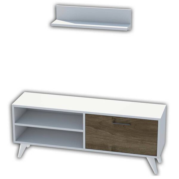 Homemania TV-Schrank Party 120x29,7x48,6 cm Wei&szlig; und Walnuss