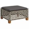 vidaXL Gartenhocker mit Kissen Grau 63,5x56x32 cm Poly Rattan