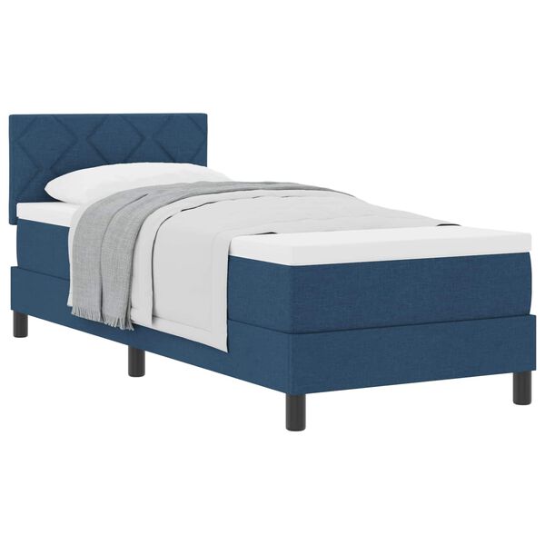 vidaXL Boxspringbett mit Matratze mit Kopfteil Blau 80 x 200 cm Stoff