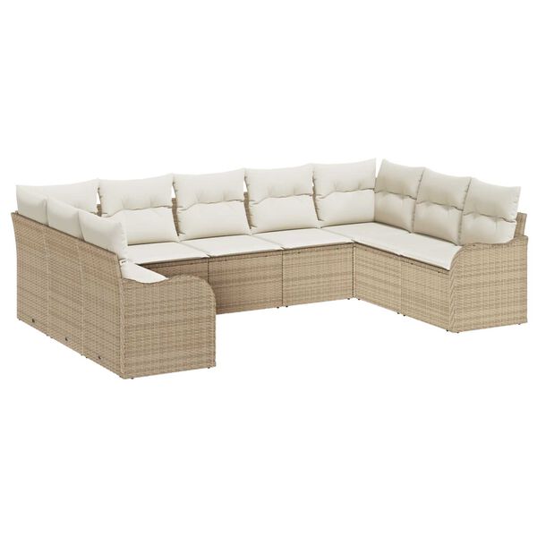 vidaXL Gartensofa-set 9 pcs Beige Poly-Rattan