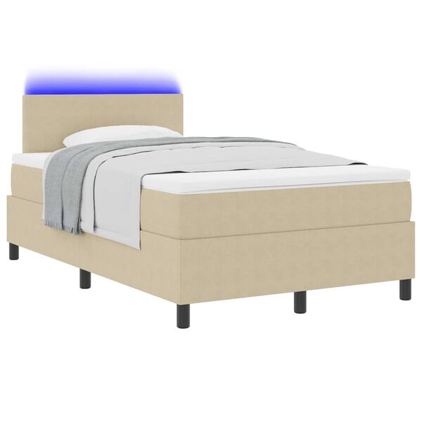vidaXL LED Boxspringbett Hellgrau und Wei&szlig; 120 x 190 cm Cordstoff
