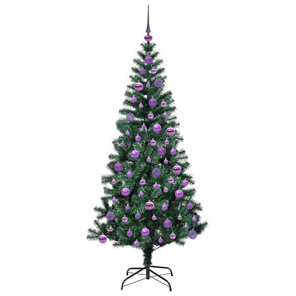 vidaXL K&uuml;nstlicher vorbeleuchteter Weihnachtsbaum Gr&uuml;n 180 cm