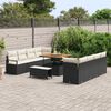 vidaXL Garten-Sofa-Set mit Kissen Schwarz und Creme 100 x 100 x 71 cm
