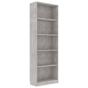 vidaXL B&uuml;cherregal 5 F&auml;cher Betongrau 60x24x175 cm Holzwerkstoff