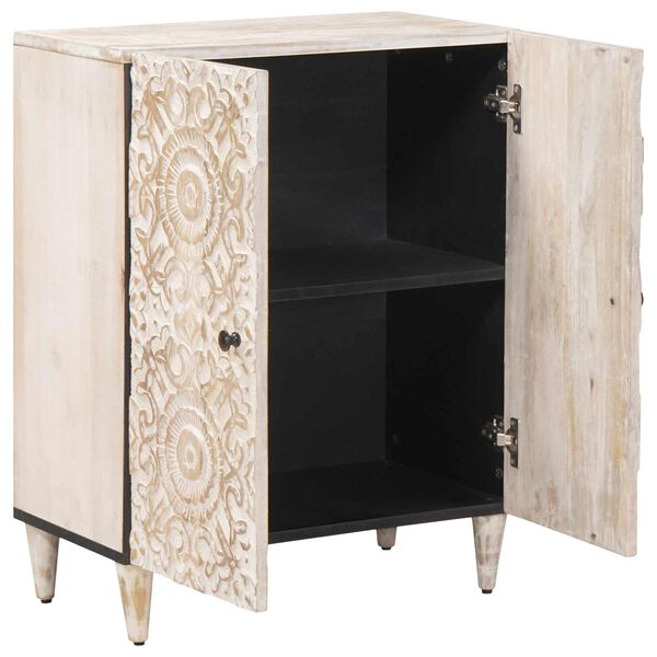 vidaXL Aufbewahrungs-Sideboard Wei&szlig; 60 x 33,5 x 75 cm Massivholz Mango
