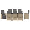 vidaXL Garten Essgruppe mit Kissen 9 pcs Beige Poly-Rattan