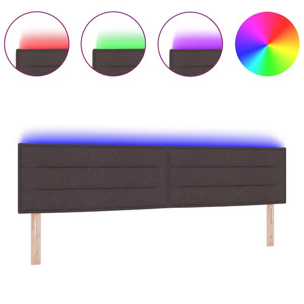 vidaXL LED Kopfteil mit LED-Lichtleisten Dunkelbraun 200 cm Polyester