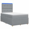 vidaXL LED Boxspringbett mit Matratze Hellgrau 120 x 200 cm Stoff