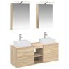 vidaXL Badezimmerm&ouml;bel-Set 5 pcs Sonoma-Eiche Ingenieurholz und Glas