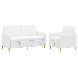 vidaXL Sofa Set mit Stauraum 2 stk. Wei&szlig; Polyester