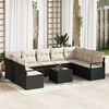 vidaXL Sofa Set mit Kissen 10 pcs Braun und Creme Poly-Rattan